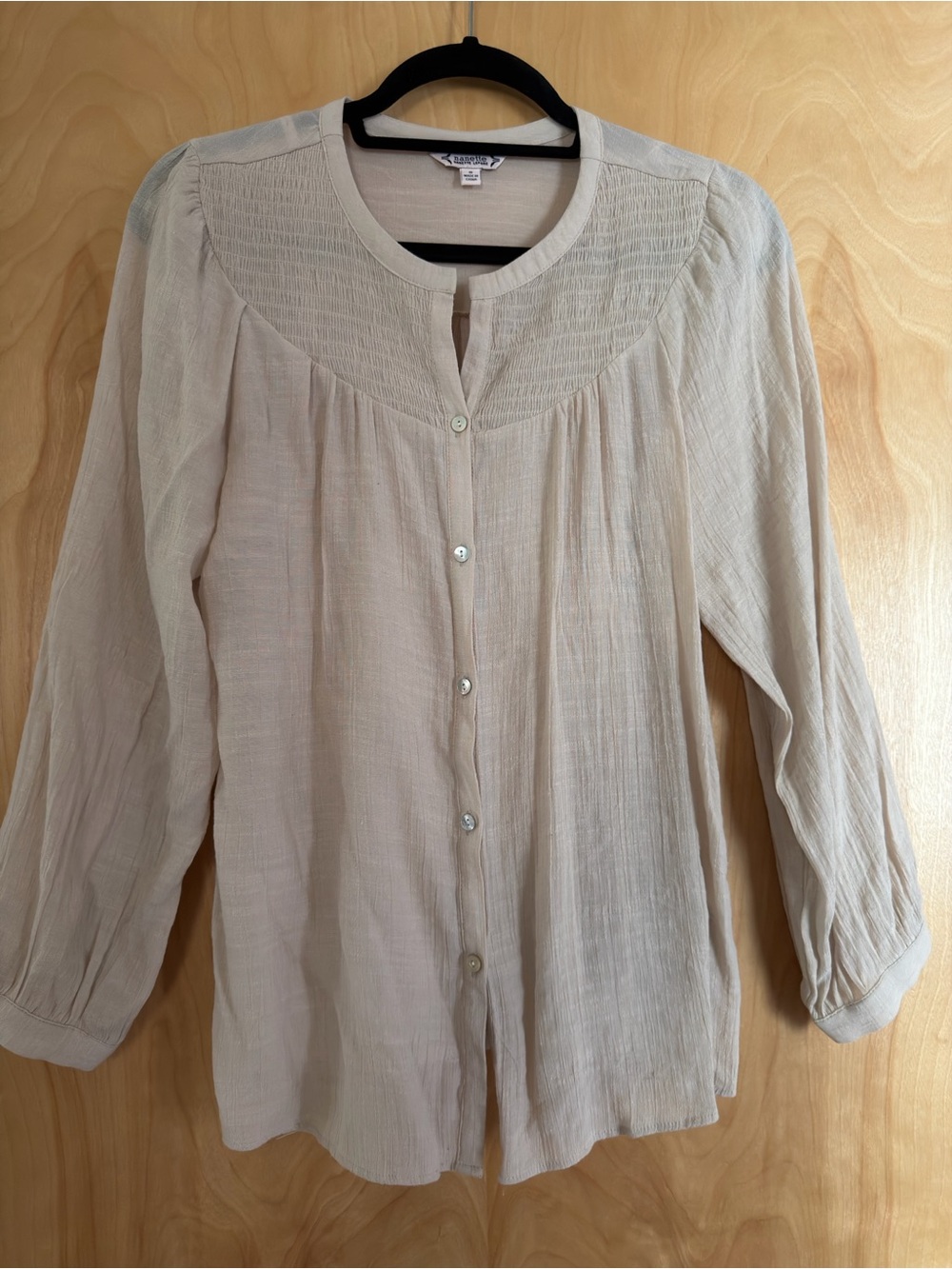 Nanette Lepore Cream Button-Front Yoke Blouse